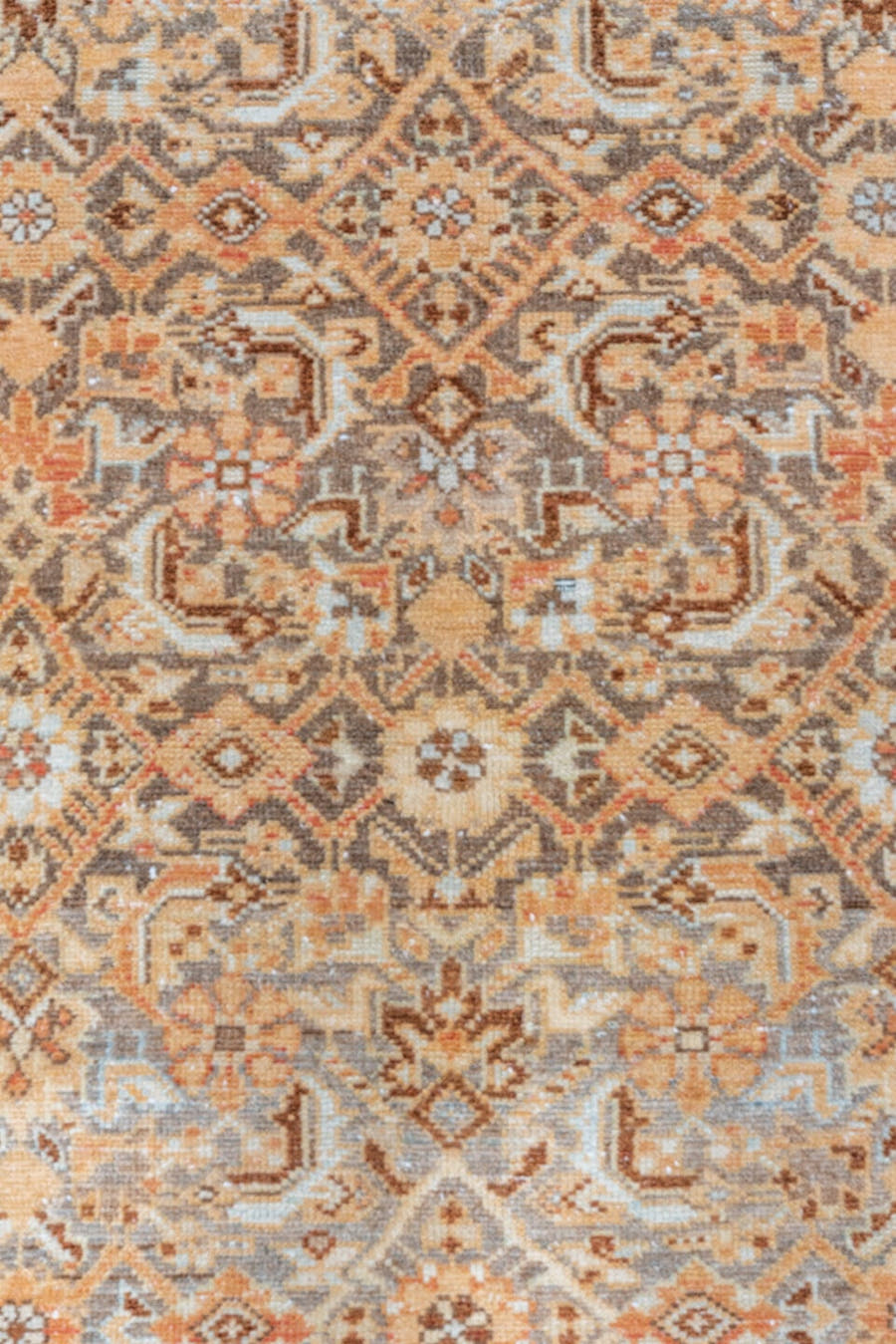 3' x 16' one-of-a-kind handmade vintage Malayer runner rug. Color palette: camel, ivory, sky_blue, taupe, gold, brown, beige