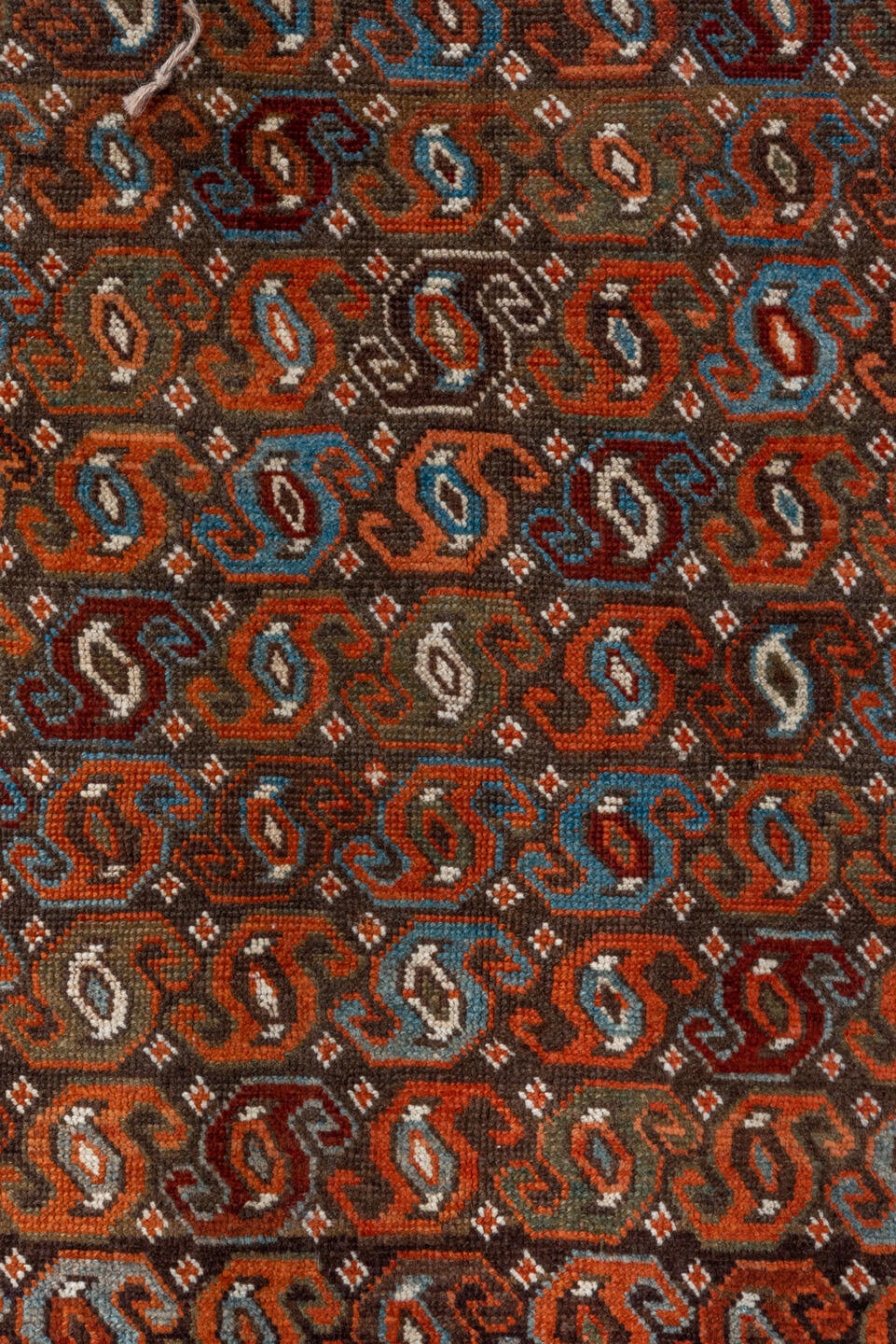 3' x 14' one-of-a-kind handmade vintage Malayer runner rug. Color palette: rust, ivory, slate, terracotta, brown, sky_blue