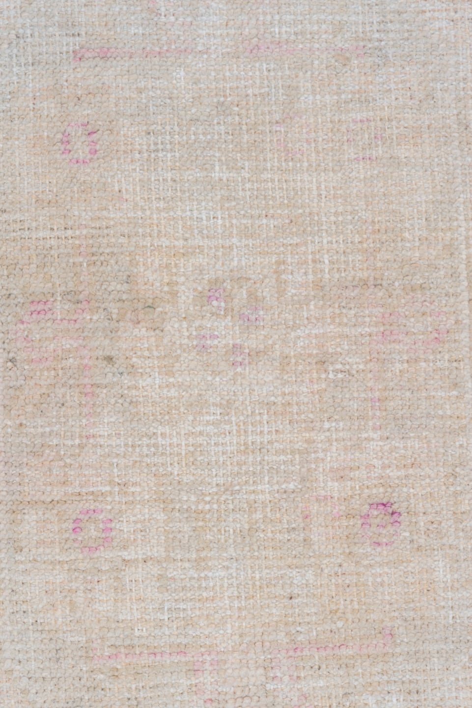 2' x 4' one-of-a-kind handmade vintage Oushak small size rug. Color palette: ivory, beige, blush, cream, taupe, pale pink