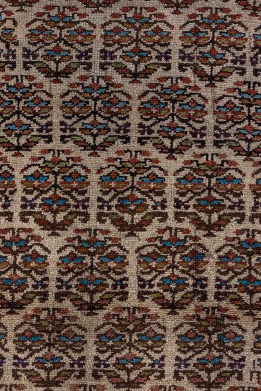 3' x 16' one-of-a-kind handmade vintage Kurd runner rug. Color palette: ivory, rust, brown, sky_blue, indigo, camel, navy
