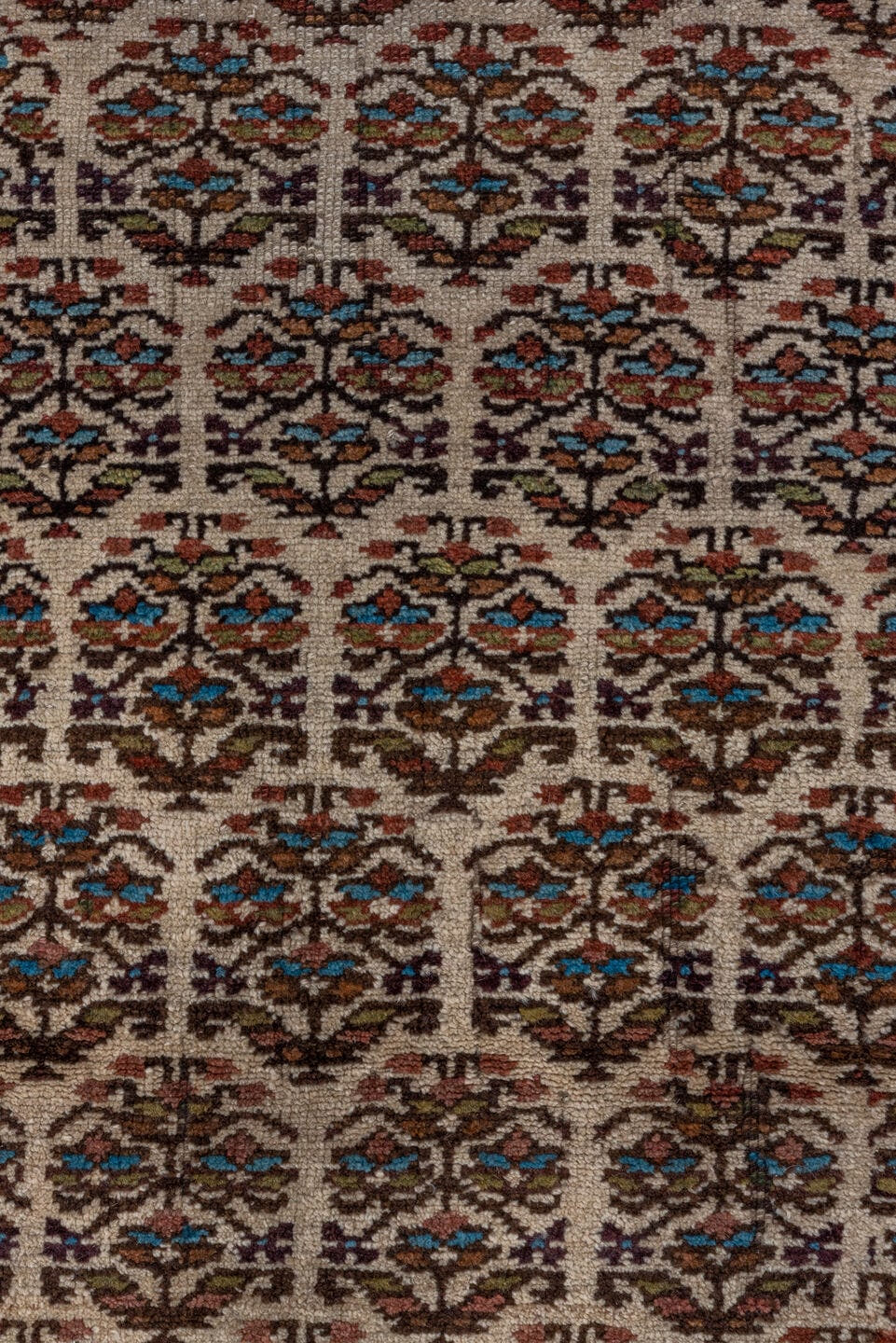 3' x 16' one-of-a-kind handmade vintage Kurd runner rug. Color palette: ivory, rust, brown, sky_blue, indigo, camel, navy