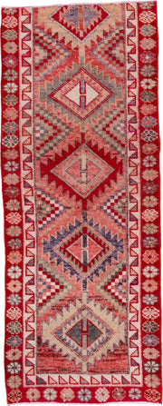 2' x 6' one-of-a-kind handmade vintage Oushak runner rug. Color palette: rust, rose, ivory, muted blue, crimson, taupe