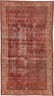 5' x 9' one-of-a-kind handmade vintage Malayer medium size rug. Color palette: rust, ivory, coral, navy, terracotta, taupe
