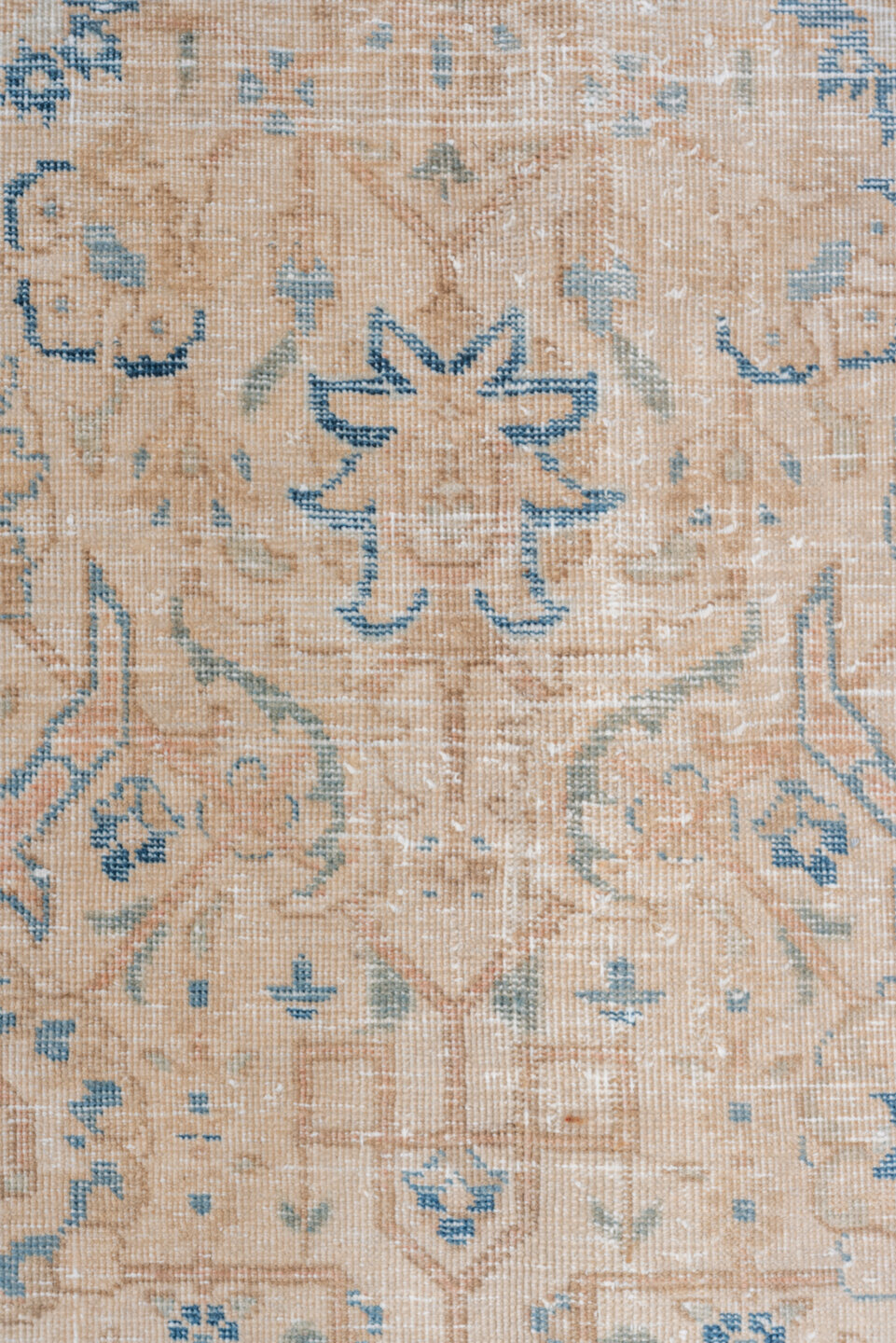 6' x 9' one-of-a-kind handmade vintage Tabriz medium size rug. Color palette: beige, sky blue, ivory, taupe, camel