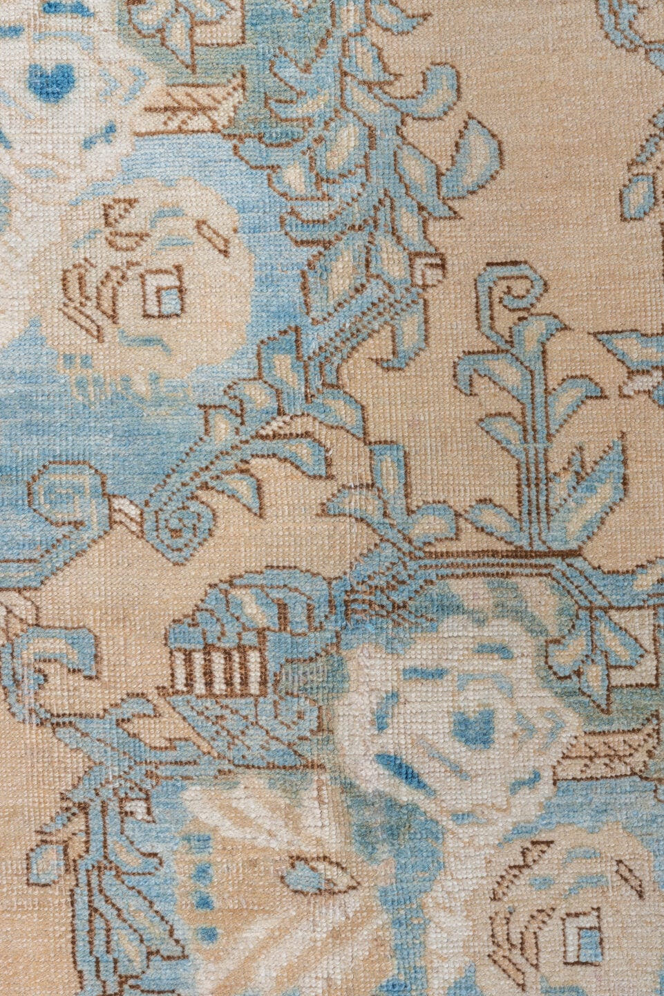 8' x 10' one-of-a-kind handmade vintage Tabriz large size rug. Color palette: beige, sky blue, ivory, taupe, camel