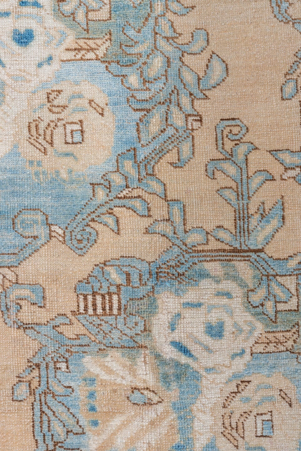 8' x 10' one-of-a-kind handmade vintage Tabriz large size rug. Color palette: beige, sky blue, ivory, taupe, camel