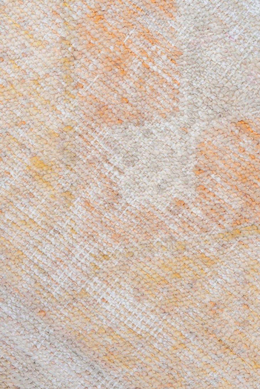 2' x 4' one-of-a-kind handmade vintage Oushak small size rug. Color palette: ivory, peach, cream, blush, pale gold