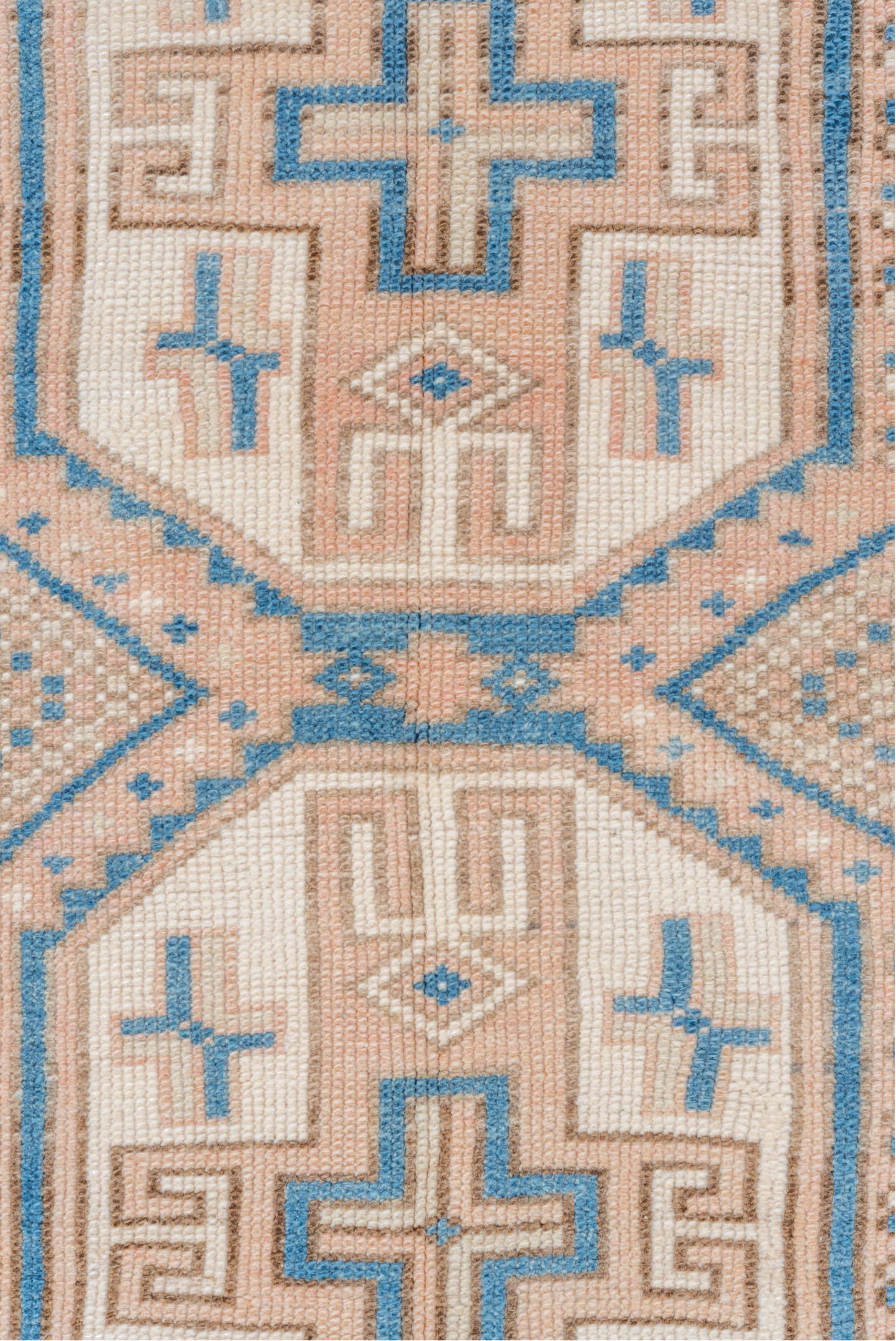 3' x 4' one-of-a-kind handmade vintage Oushak small size rug. Color palette: blue, brown, gray, light gray, light slate gray