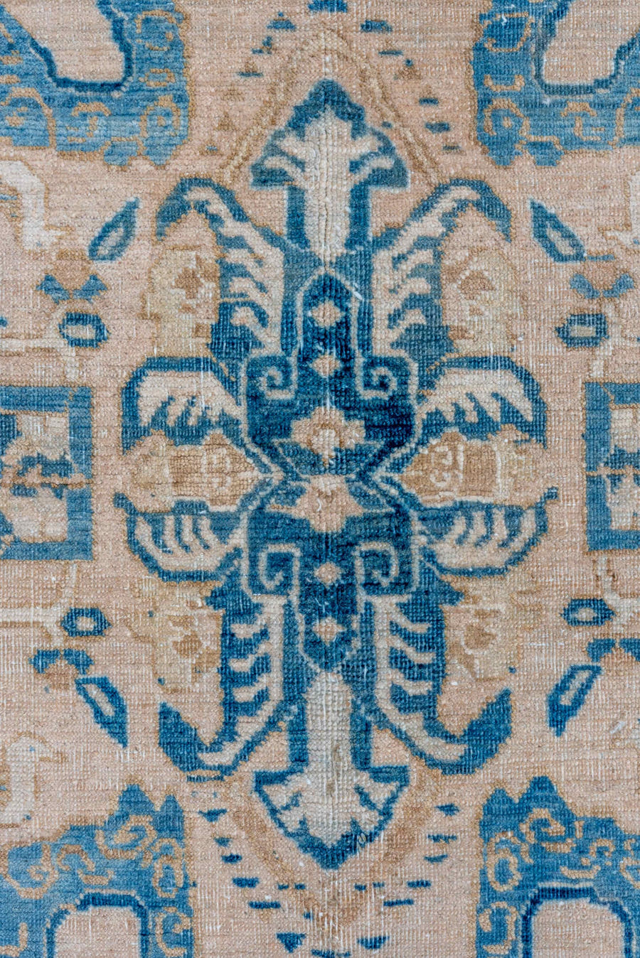 7' x 10' one-of-a-kind handmade vintage Tabriz large size rug. Color palette: ivory, sky blue, navy, beige, cream, slate