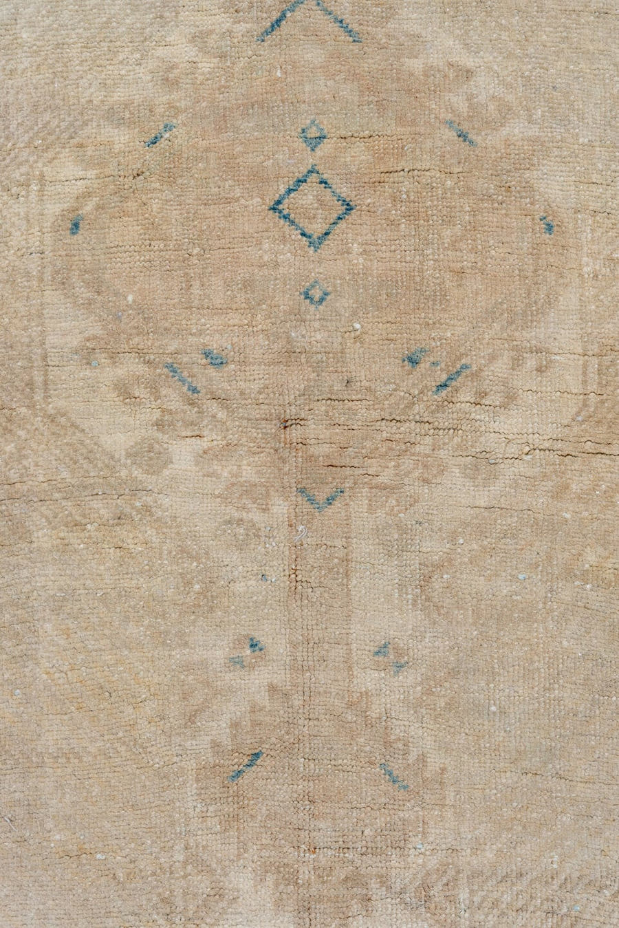 3' x 7' one-of-a-kind handmade vintage Sarab runner rug. Color palette: beige, ivory, sky blue, taupe, camel, light blue