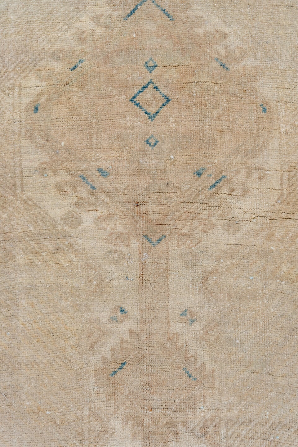 3' x 7' one-of-a-kind handmade vintage Sarab runner rug. Color palette: beige, ivory, sky blue, taupe, camel, light blue