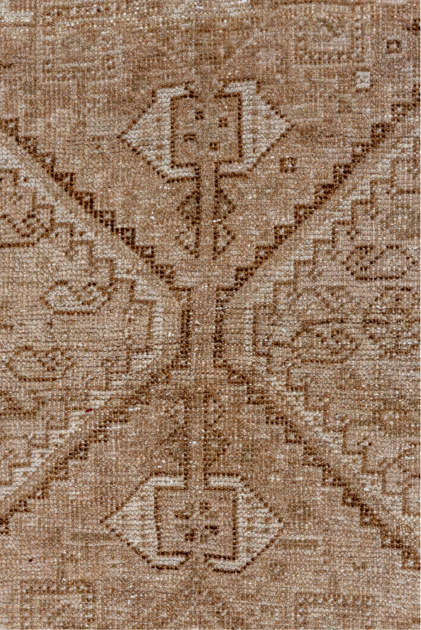 3' x 5' one-of-a-kind handmade vintage Shiraz small size rug. Color palette: tan, ivory, taupe, camel, brown, beige, gray