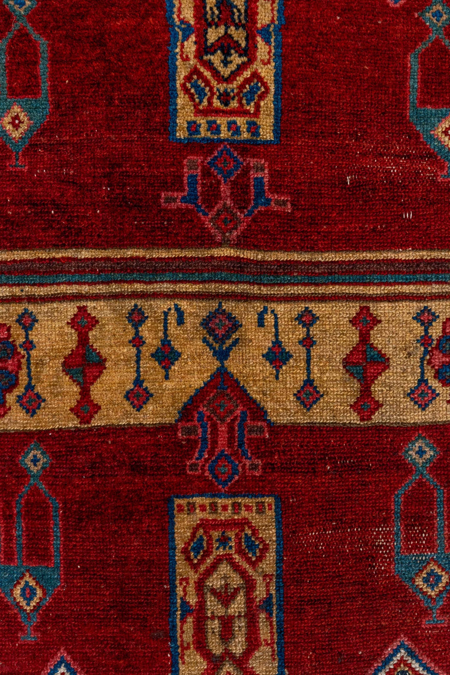 4' x 7' one-of-a-kind handmade antique Malayer rug. Color palette: crimson, navy, ivory, burgundy, camel, cobalt, taupe, red