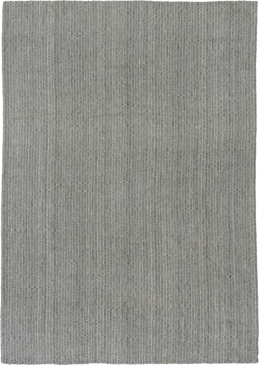 8' x 11' one-of-a-kind handmade vintage Kilim large size rug. Color palette: ivory, charcoal, black, gray