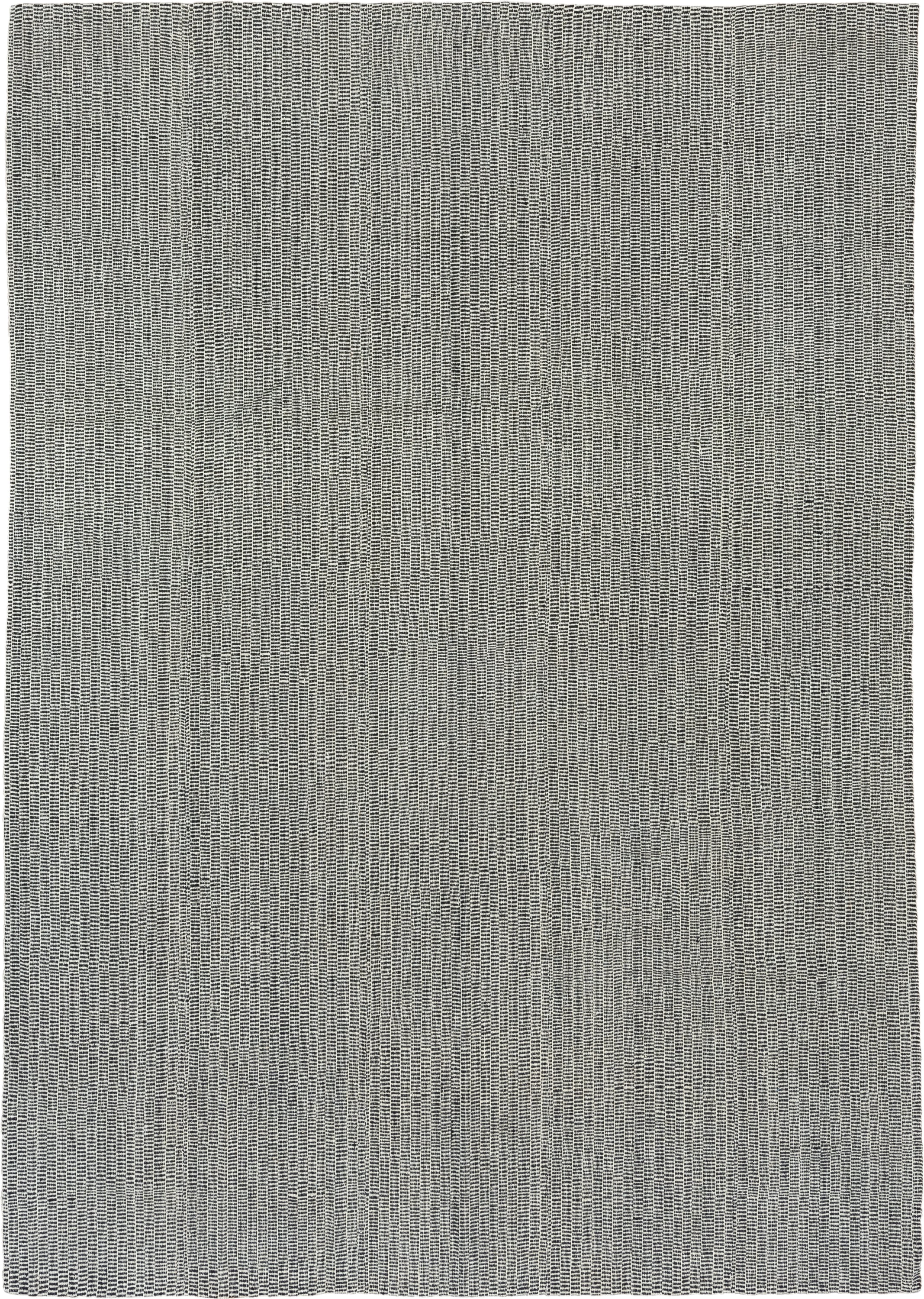 8' x 11' one-of-a-kind handmade vintage Kilim large size rug. Color palette: ivory, charcoal, black, gray