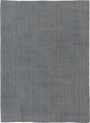 9' x 12' one-of-a-kind handmade vintage Kilim large size rug. Color palette: gray, charcoal, slate, ivory, black
