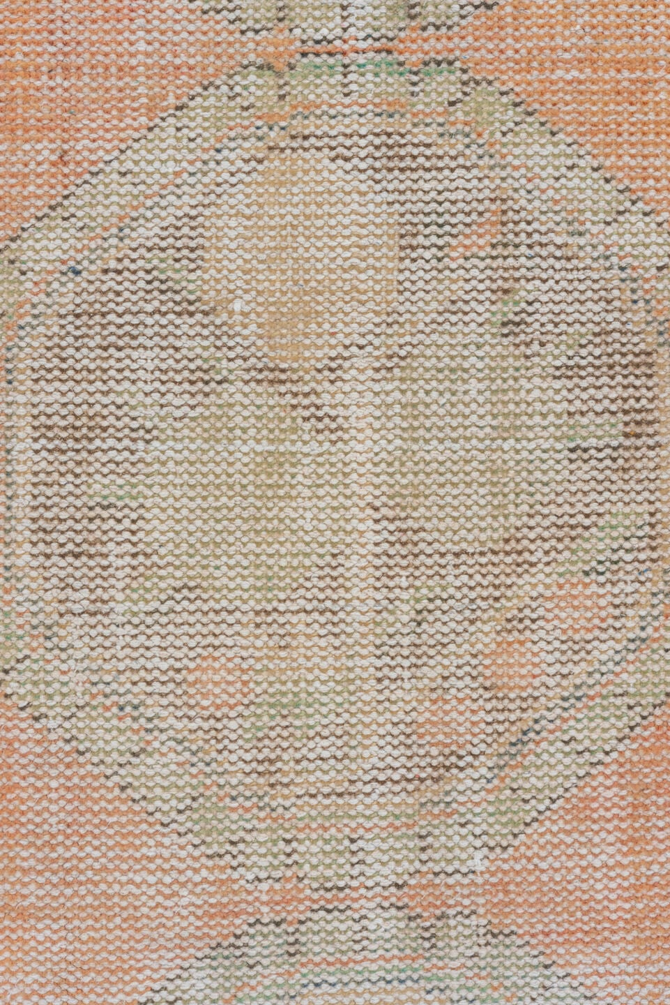 2' x 11' one-of-a-kind handmade vintage Oushak runner rug. Color palette: peach, sage, taupe, ivory, camel, gray, terracotta