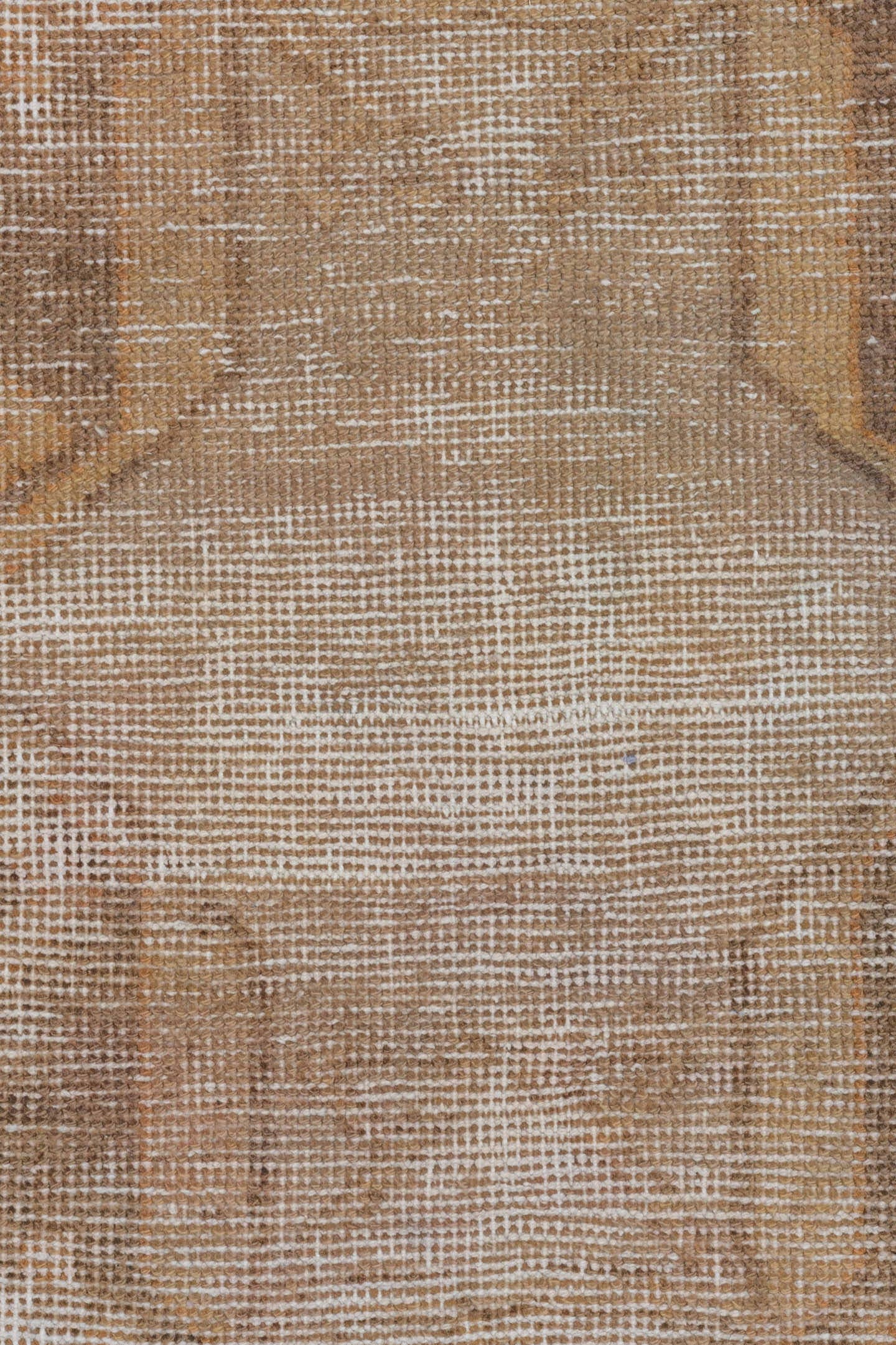 3' x 9' one-of-a-kind handmade vintage Oushak runner rug. Color palette: camel, taupe, beige, ivory, brown, gray