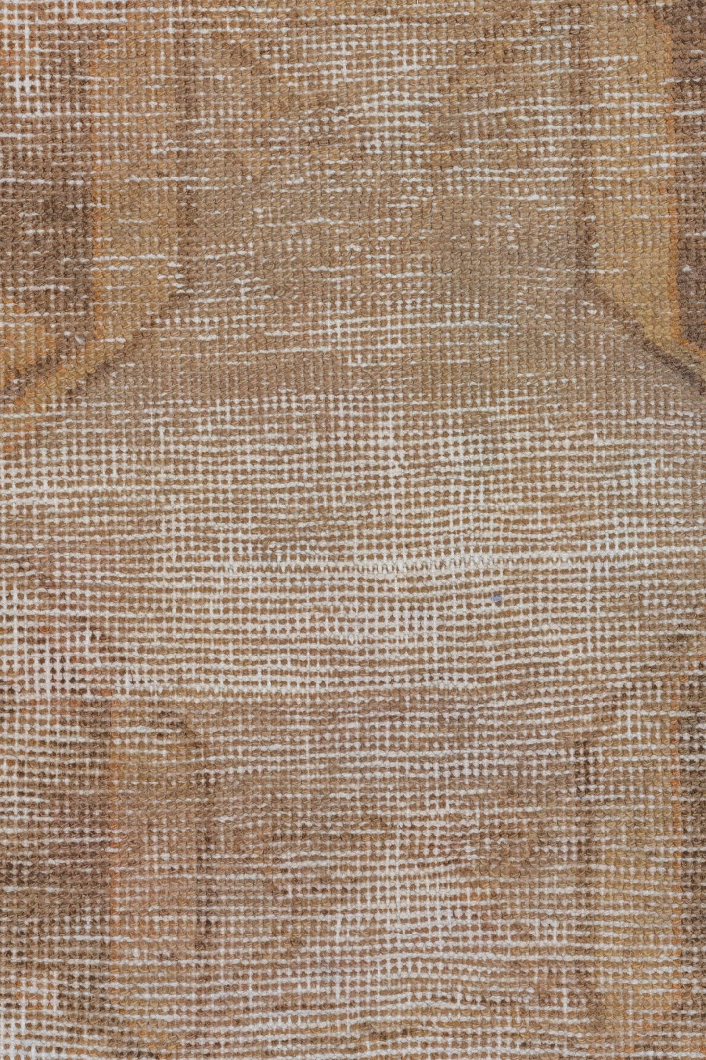 3' x 9' one-of-a-kind handmade vintage Oushak runner rug. Color palette: camel, taupe, beige, ivory, brown, gray