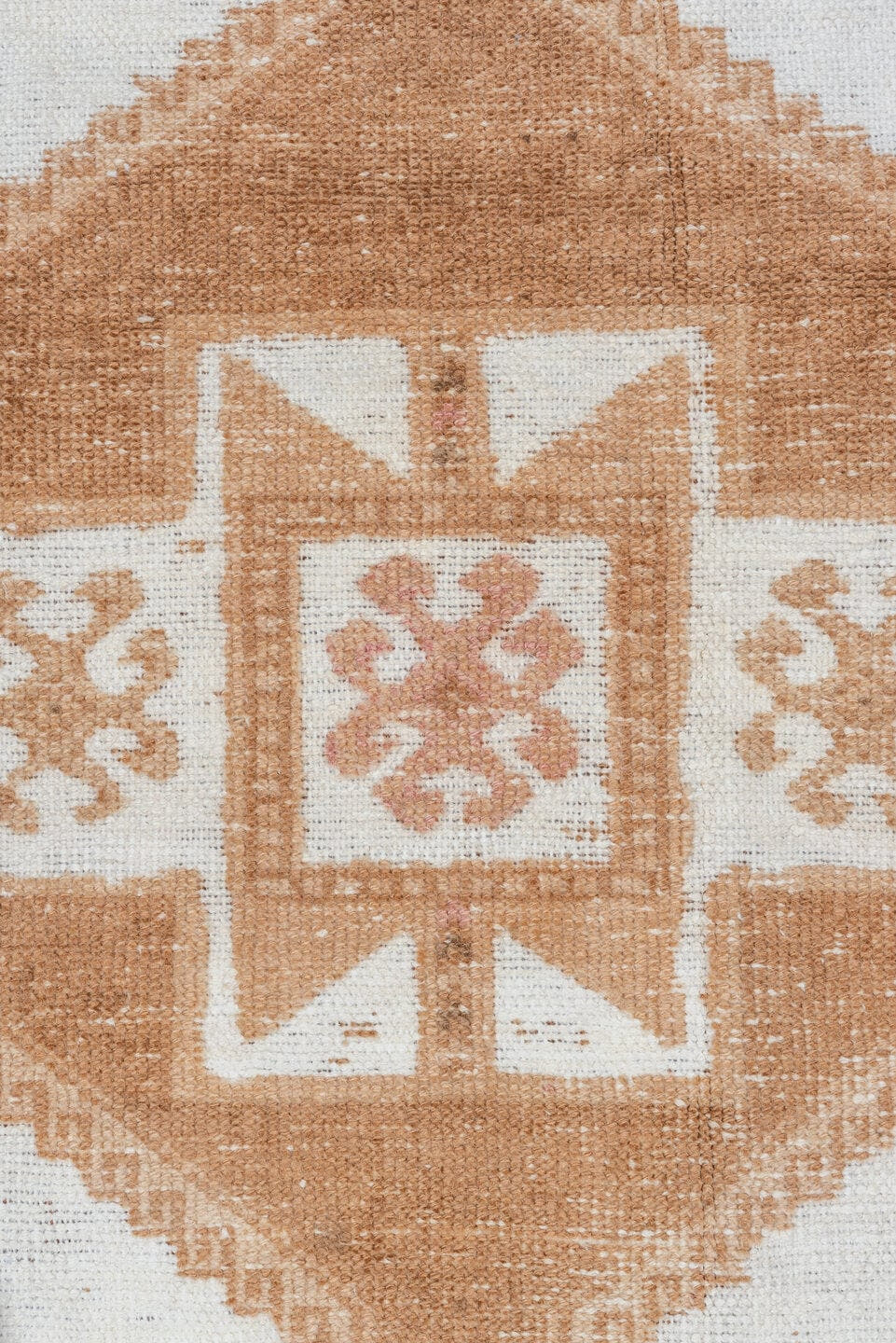 2' x 9' one-of-a-kind handmade vintage Oushak runner rug. Color palette: ivory, camel, taupe, beige, gray