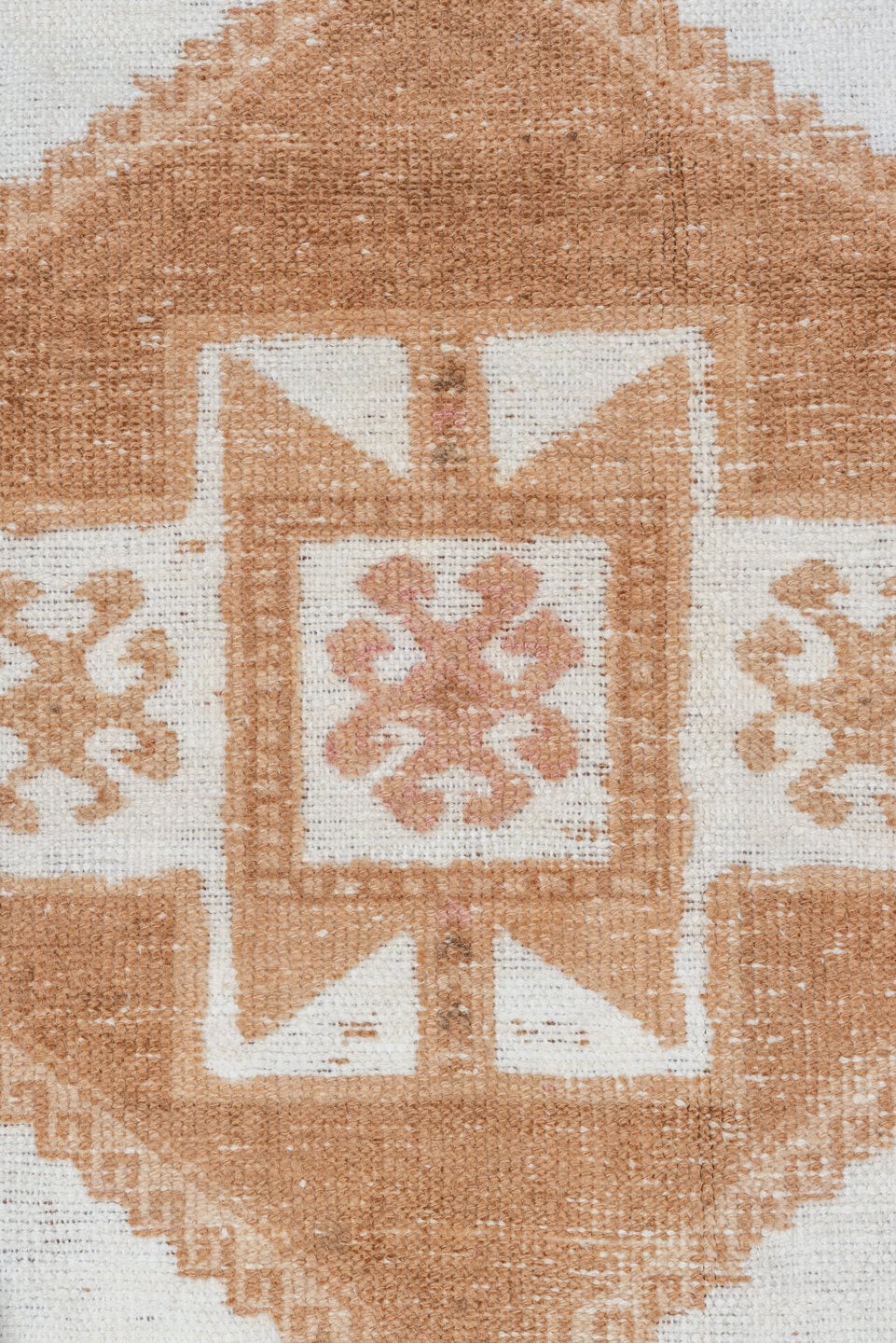 2' x 9' one-of-a-kind handmade vintage Oushak runner rug. Color palette: ivory, camel, taupe, beige, gray