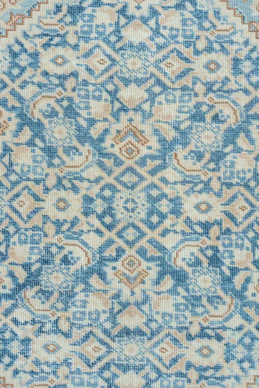 7' x 10' one-of-a-kind handmade vintage Tabriz large size rug. Color palette: ivory, sky blue, beige, tan, slate, camel