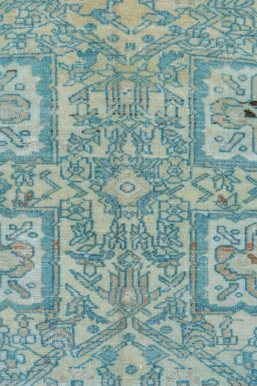 4' x 6' one-of-a-kind handmade vintage Malayer small size rug. Color palette: ivory, sky blue, aqua, slate, taupe, rust
