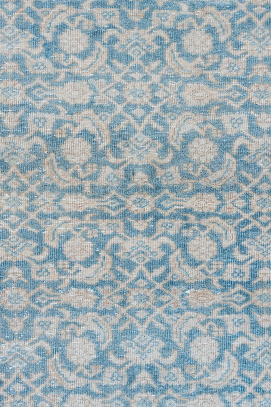 3' x 8' one-of-a-kind handmade vintage Tabriz runner rug. Color palette: sky blue, ivory, beige, taupe, light blue, gray