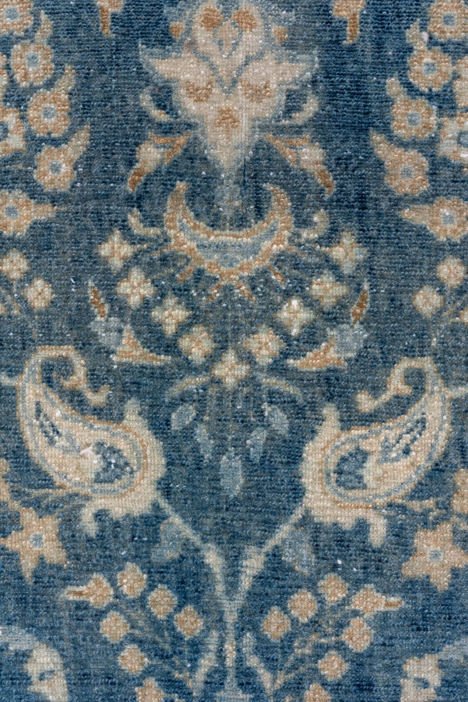 2' x 22' one-of-a-kind handmade vintage Lilian runner rug. Color palette: blue, ivory, sky blue, teal, cream, light blue