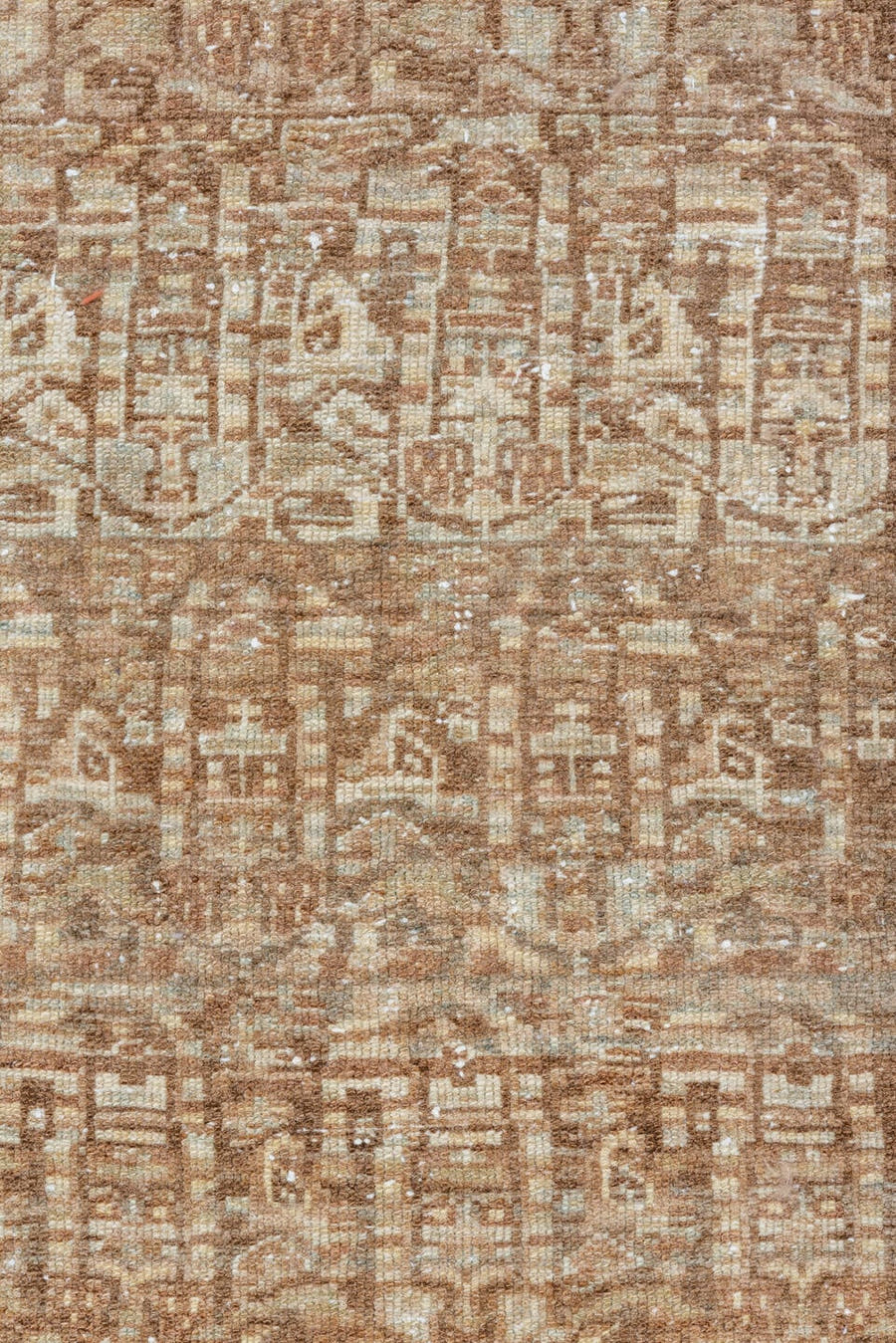 3' x 6' one-of-a-kind handmade vintage Malayer small size rug. Color palette: taupe, camel, ivory, light blue, sand, brown