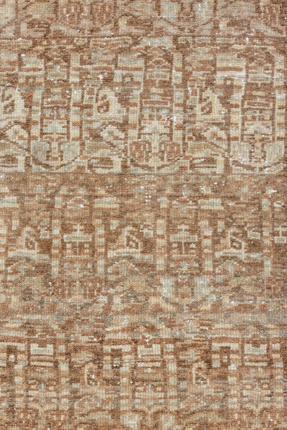 3' x 6' one-of-a-kind handmade vintage Malayer small size rug. Color palette: taupe, camel, ivory, light blue, sand, brown