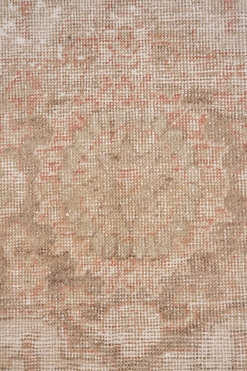 6' x 10' one-of-a-kind handmade vintage Oushak large size rug. Color palette: ivory, blush, taupe, beige, sand, pale rose