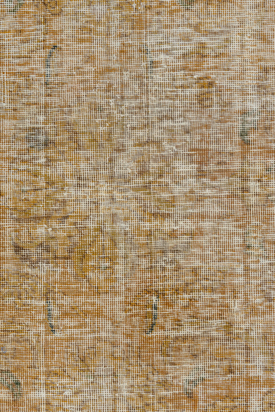 9' x 11' one-of-a-kind handmade vintage Overdyed large size rug. Color palette: ivory, beige, gold, taupe, sage, gray, green