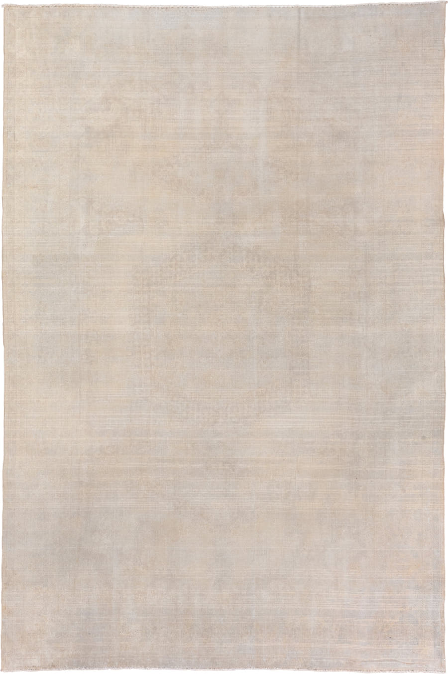 7' x 10' one-of-a-kind handmade vintage Oushak large size rug. Color palette: ivory, cream, beige, taupe, pale gray, gray