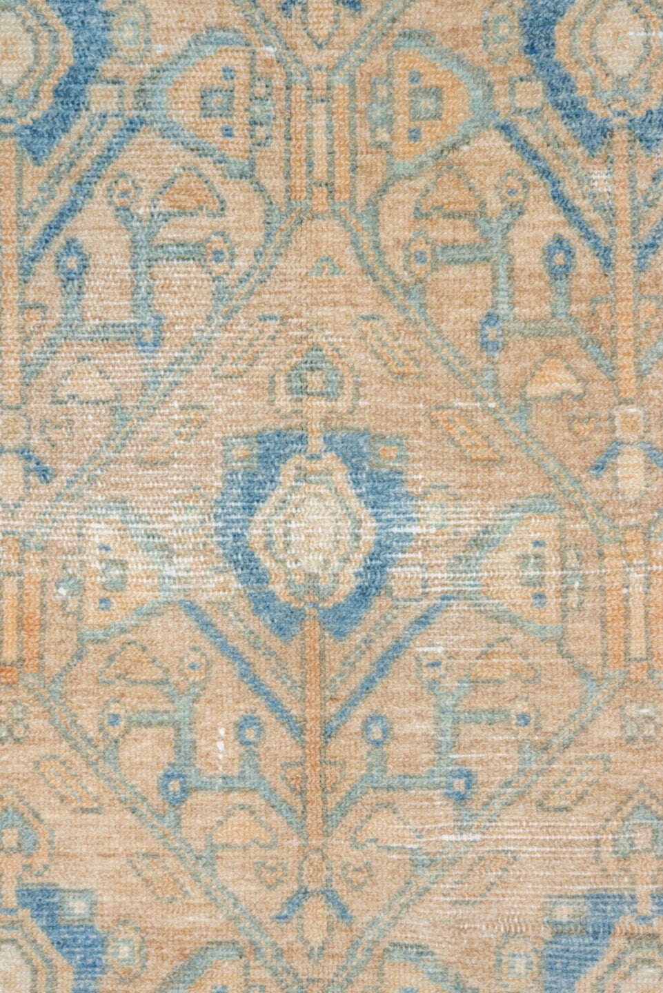 4' x 7' one-of-a-kind handmade vintage Malayer rug. Color palette: beige, sky blue, ivory, tan, camel, light blue