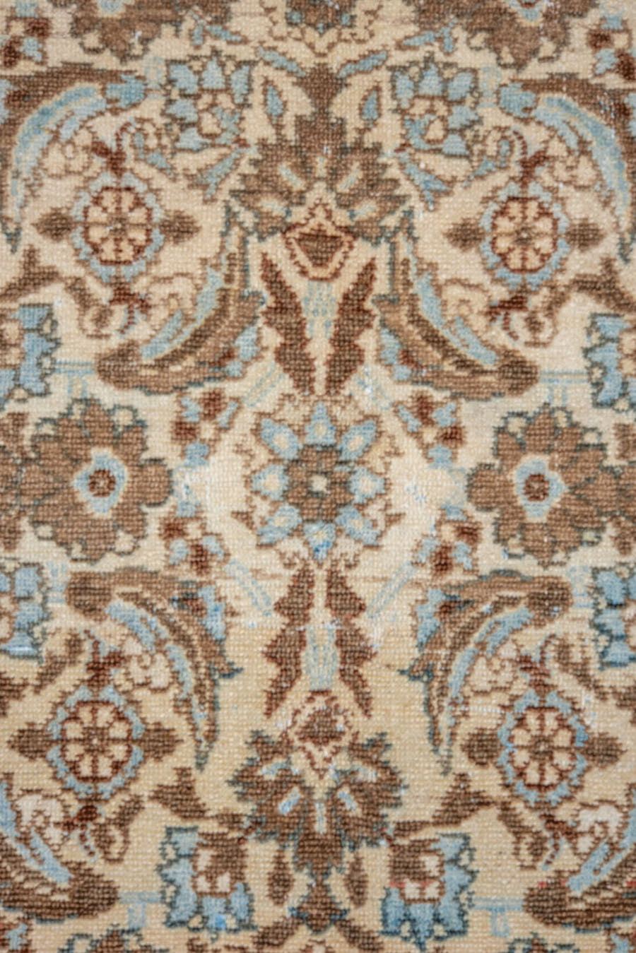 5' x 6' one-of-a-kind handmade vintage Malayer rug. Color palette: ivory, camel, sky_blue, taupe, brown, beige, light blue