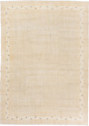 7' x 11' one-of-a-kind handmade vintage Saraband large size rug. Color palette: ivory, cream, sand, beige, taupe, camel