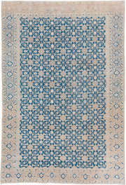 7' x 10' one-of-a-kind handmade vintage Tabriz large size rug. Color palette: ivory, sky blue, beige, cream, taupe