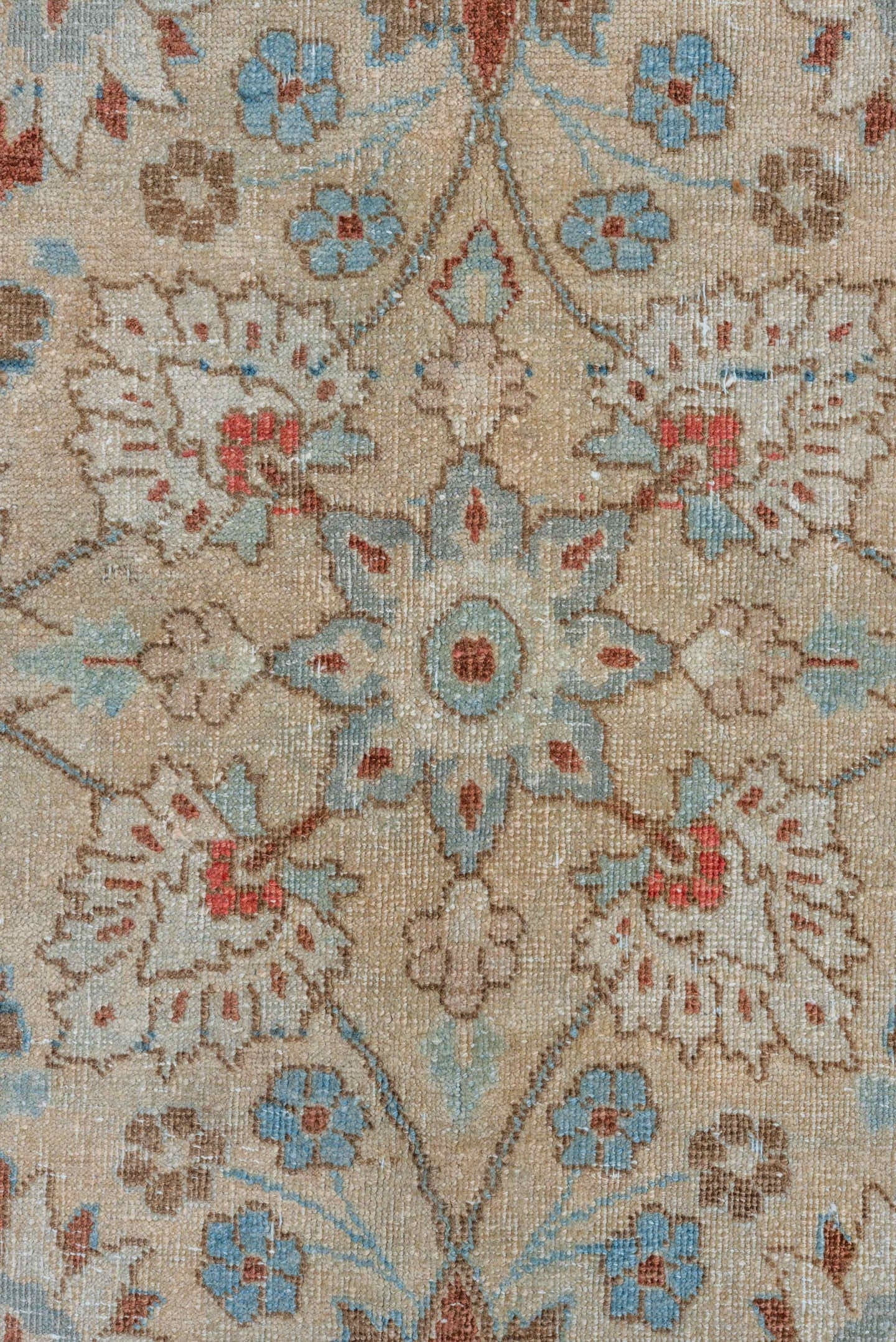 8' x 11' one-of-a-kind handmade vintage Tabriz large size rug. Color palette: ivory, blue, taupe, rust, sky_blue, cream
