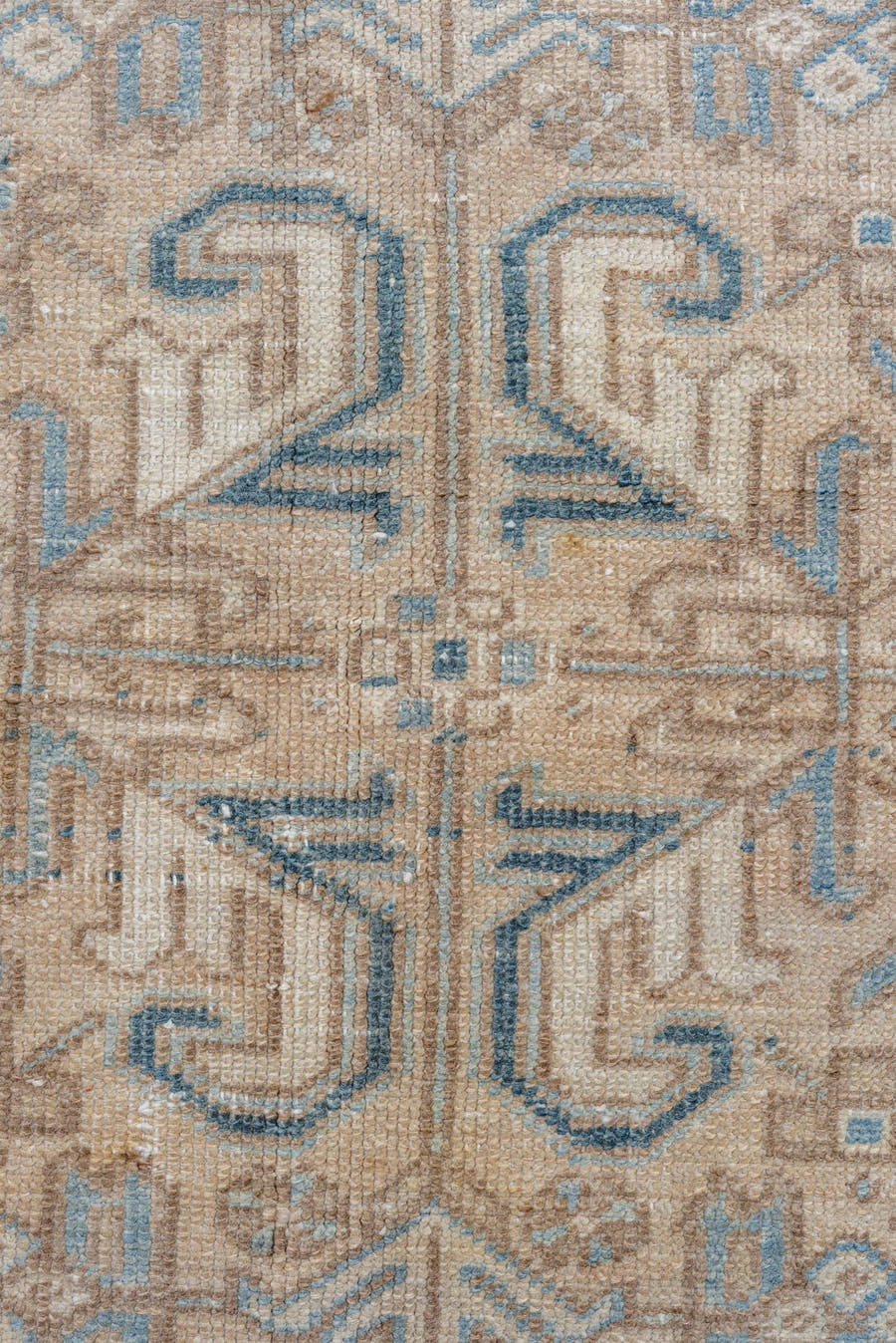 6' x 8' one-of-a-kind handmade vintage Heriz medium size rug. Color palette: ivory, sky blue, beige, taupe, cream