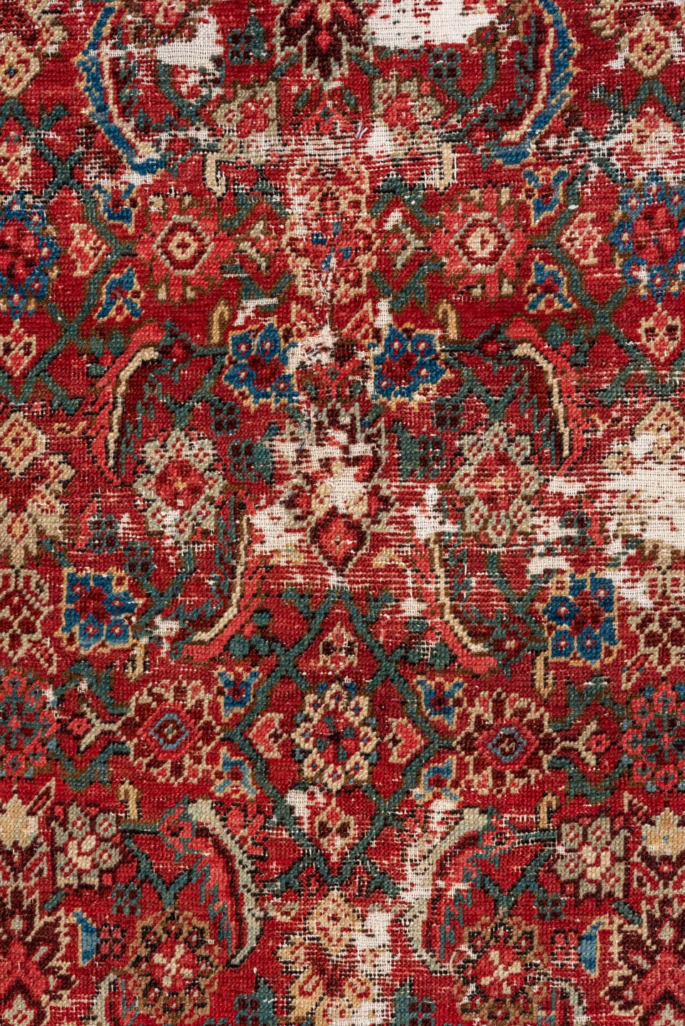5' x 9' one-of-a-kind handmade vintage Malayer medium size rug. Color palette: rust, brown, ivory, cobalt, terra cotta