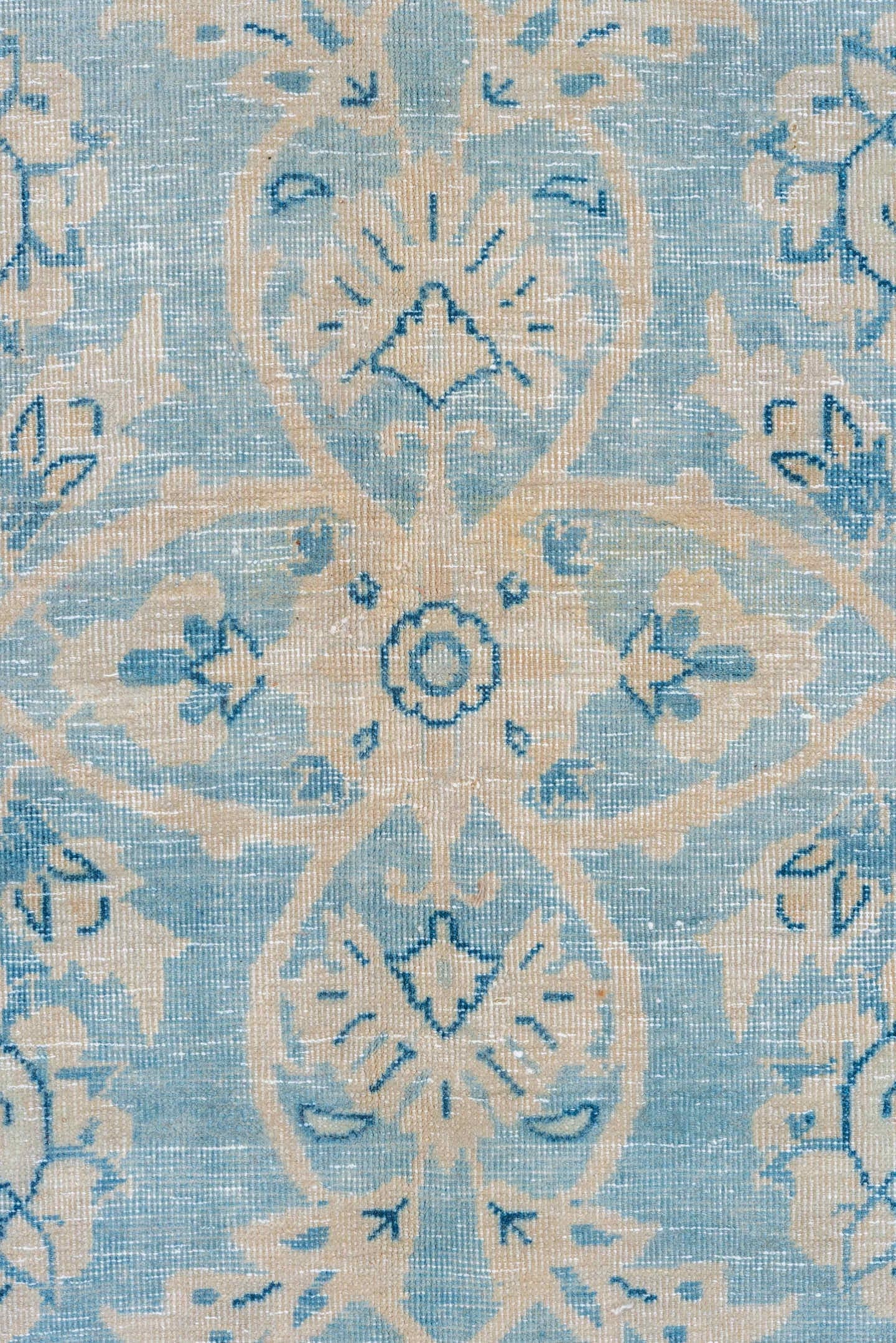 9' x 12' one-of-a-kind handmade vintage Tabriz large size rug. Color palette: sky blue, ivory, cream, beige, taupe