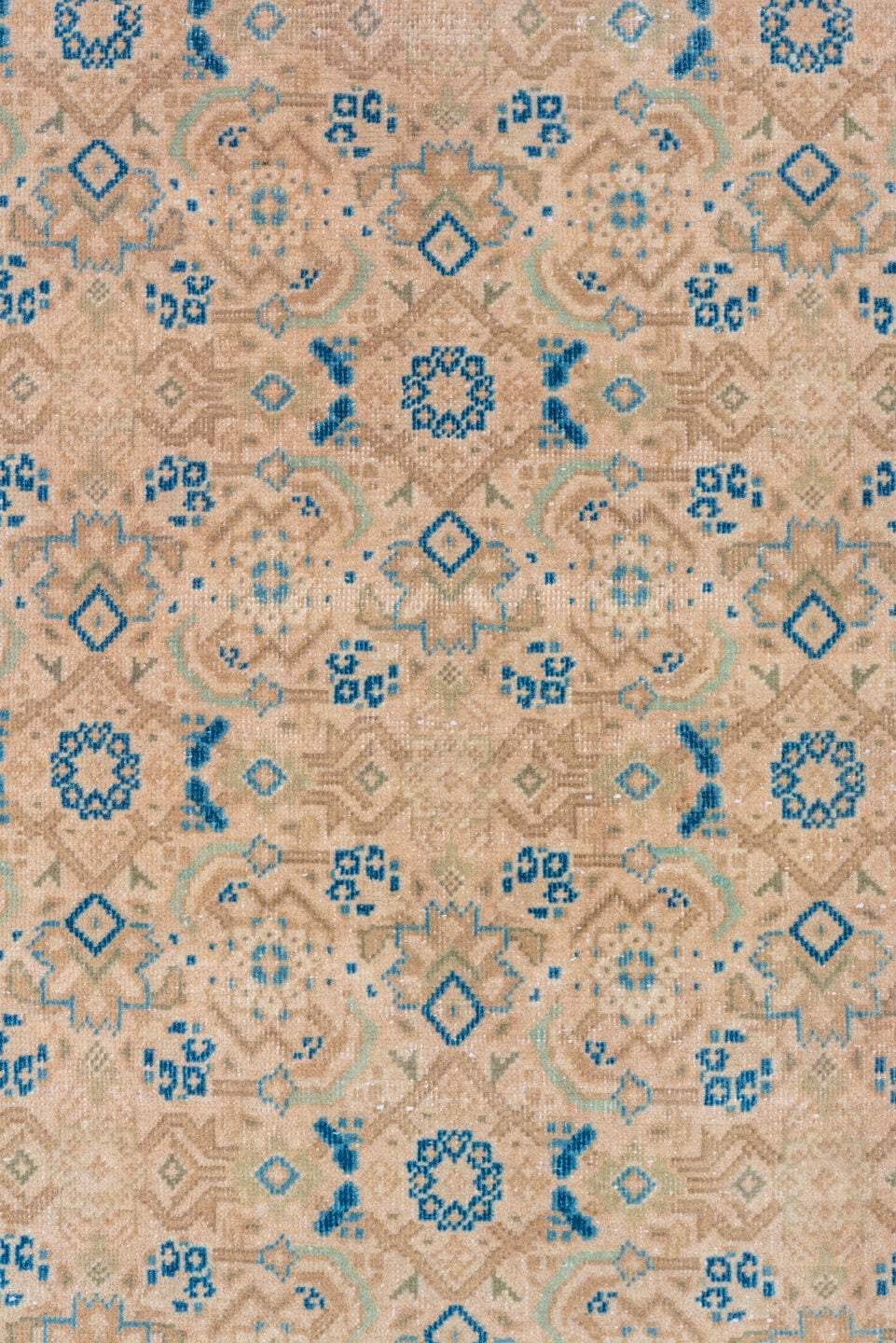 2' x 22' one-of-a-kind handmade vintage Tabriz runner rug. Color palette: ivory, sky blue, beige, camel, taupe, light blue