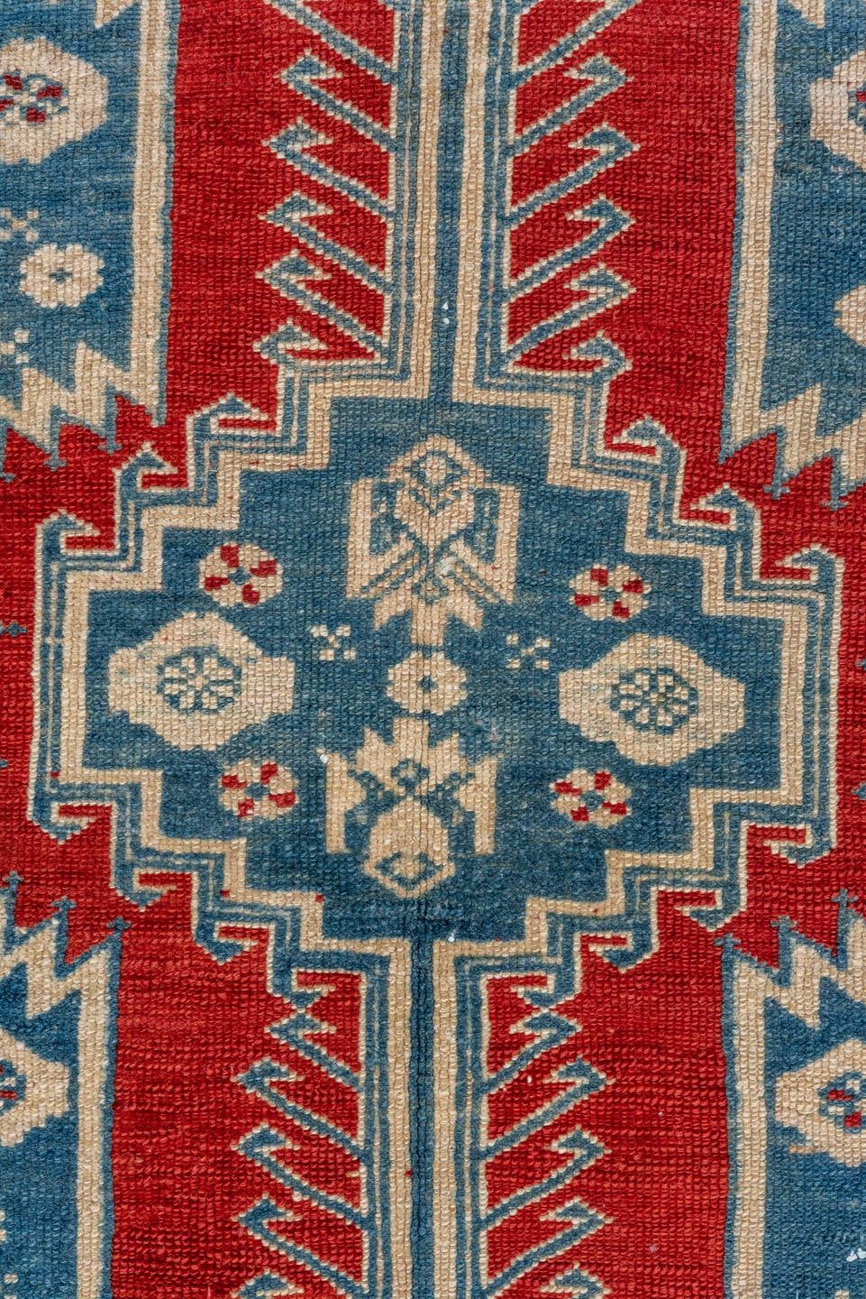 2' x 8' one-of-a-kind handmade vintage Malayer runner rug. Color palette: sky blue, ivory, rust, brick red, cream, camel