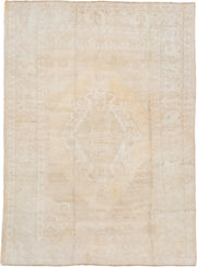 5' x 7' one-of-a-kind handmade vintage Oushak rug. Color palette: ivory, cream, sand, beige, taupe, gray