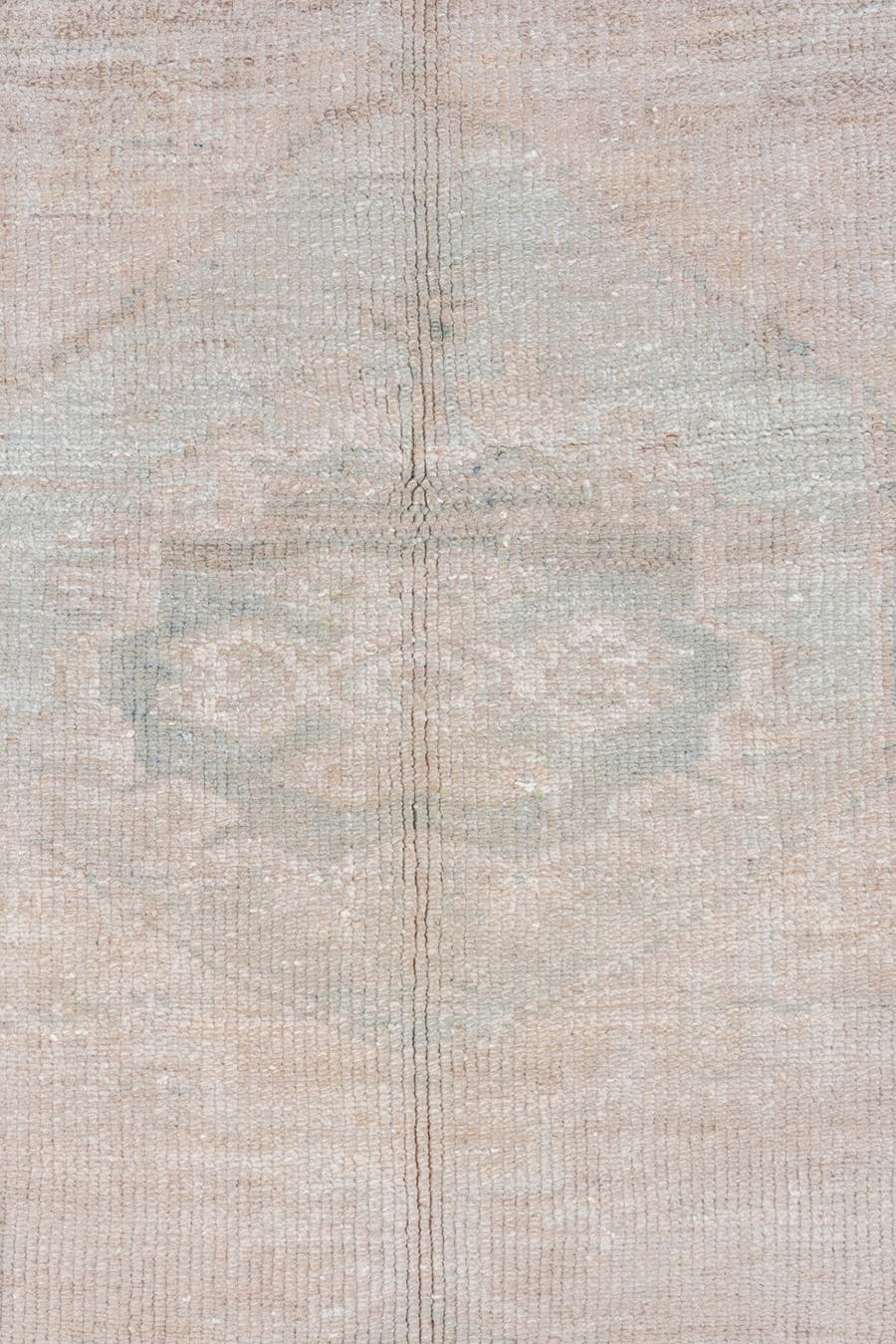 5' x 6' one-of-a-kind handmade vintage Oushak rug. Color palette: beige, ivory, pale blue, taupe, cream, light blue, gray