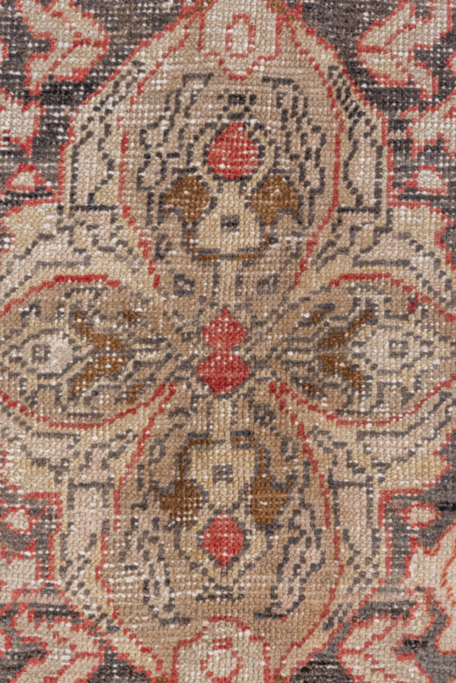 5' x 11' one-of-a-kind handmade vintage Oushak rug. Color palette: terra cotta, ivory, charcoal, taupe, rose, camel, olive