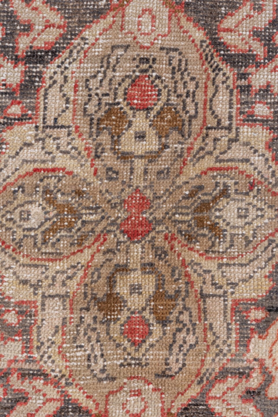 5' x 11' one-of-a-kind handmade vintage Oushak rug. Color palette: terra cotta, ivory, charcoal, taupe, rose, camel, olive