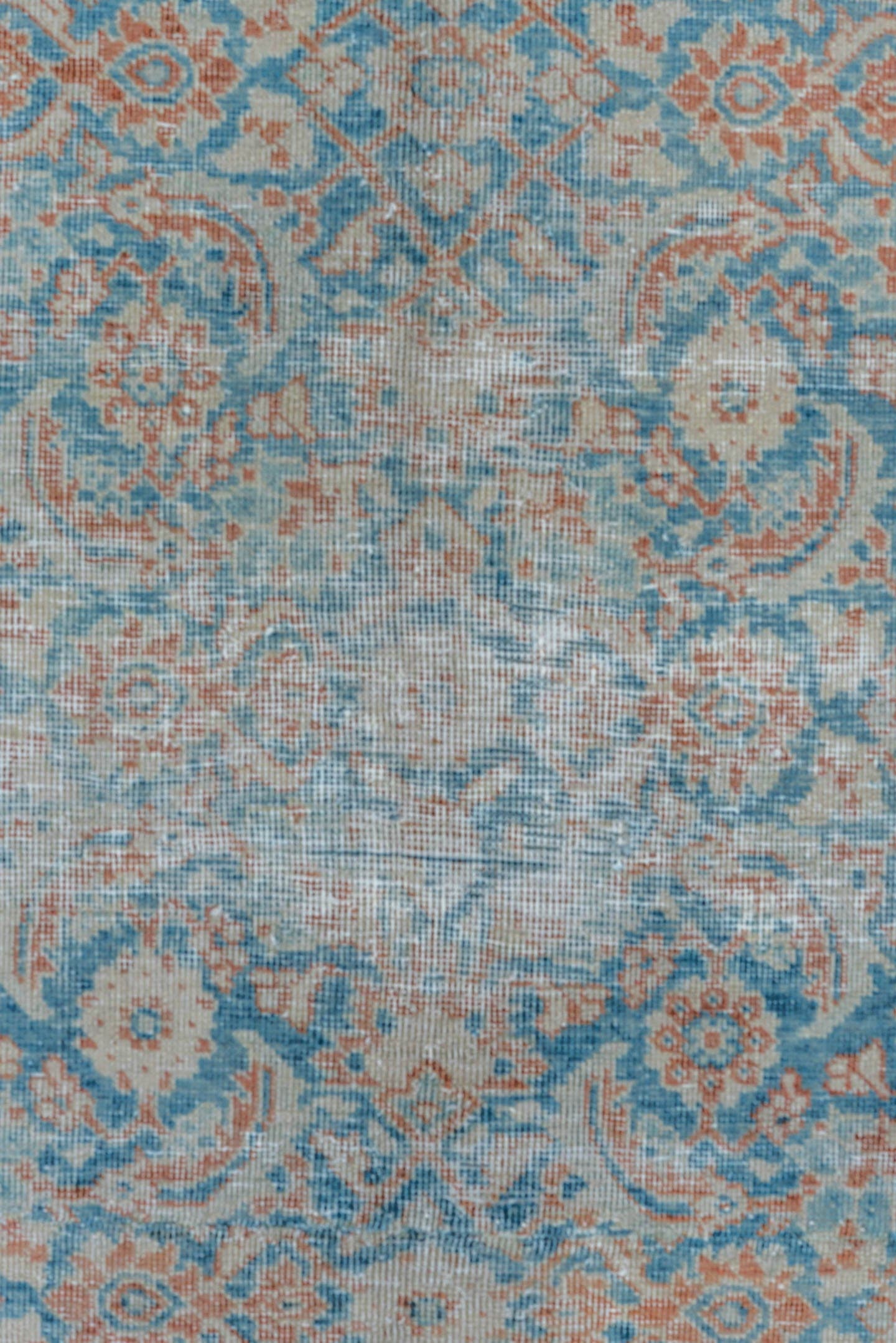 8' x 10' one-of-a-kind handmade vintage Tabriz large size rug. Color palette: sky blue, ivory, blush, taupe, slate, rose