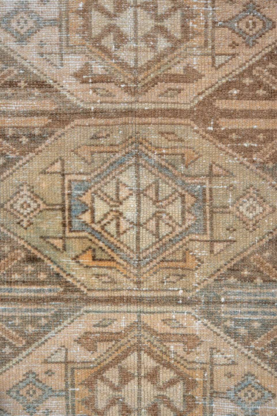 3' x 6' one-of-a-kind handmade vintage Baktiary small size rug. Color palette: taupe, ivory, sky blue, camel, brown, sand